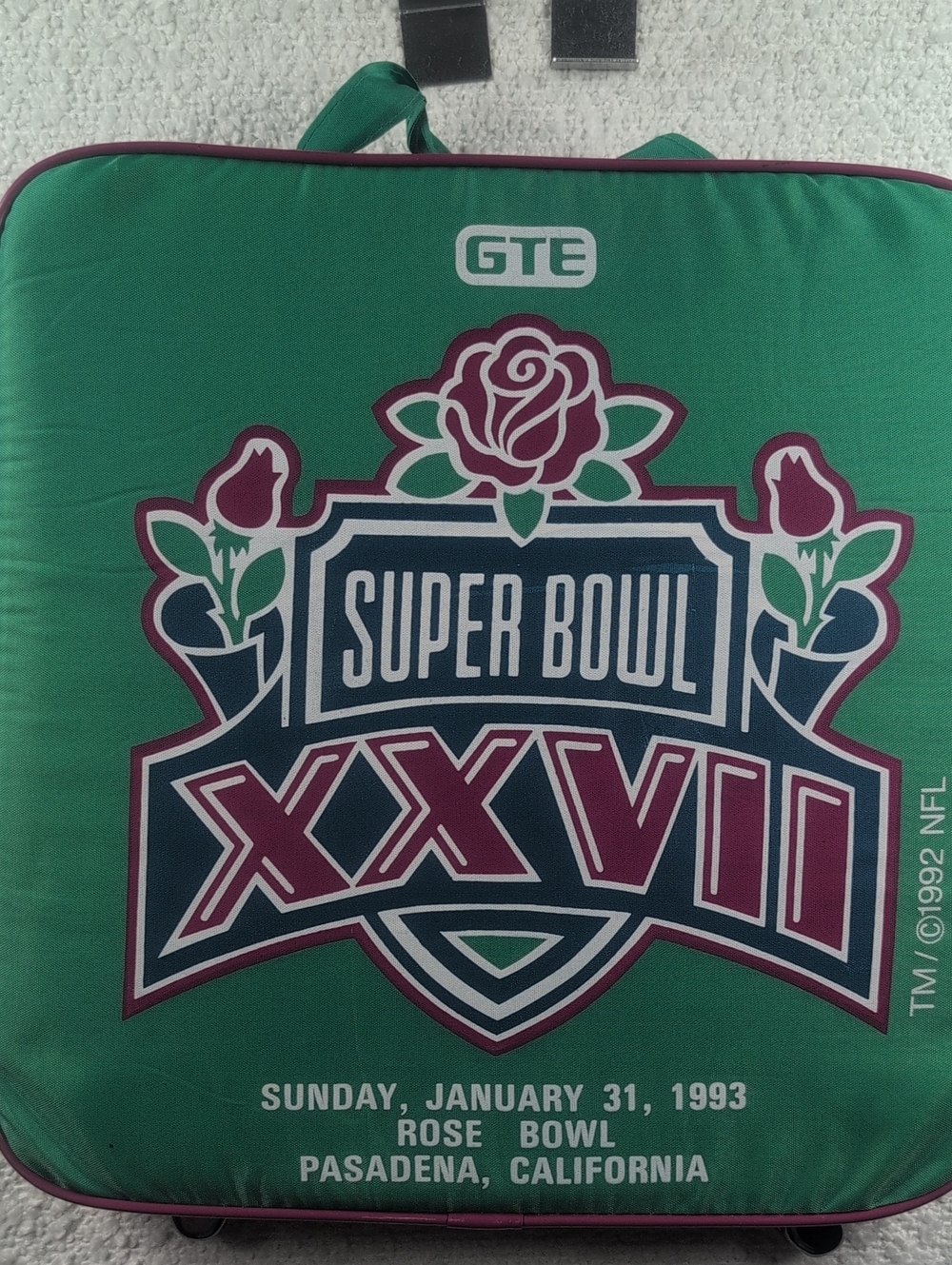 Super Bowl XXVII Green Decorative Cushion Cover w Bag